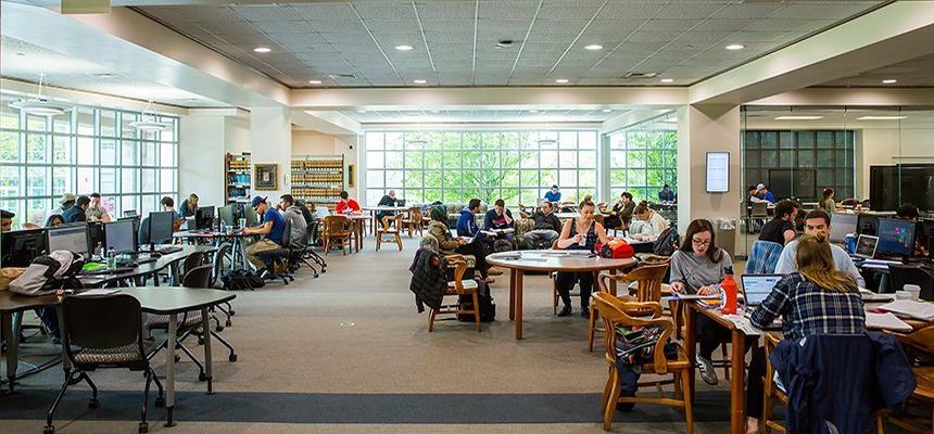 Students studying in the University Library.